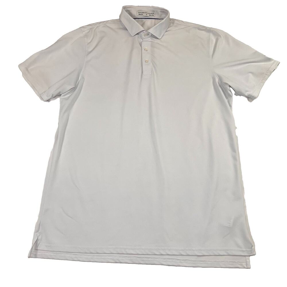 Holderness & Bourne Polo Shirt Size XL White Golf Crest Logo Performance Stretch